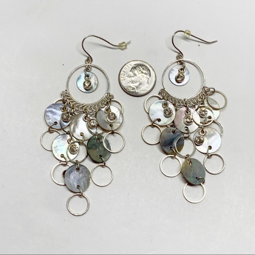 ❤️ Round Abalone Shell Rhinestone Earrings Z98 - Picture 6 of 6